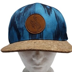Buckin A Clothing Cap Blue Tie Dye Patterned Cork Brim Snap Back